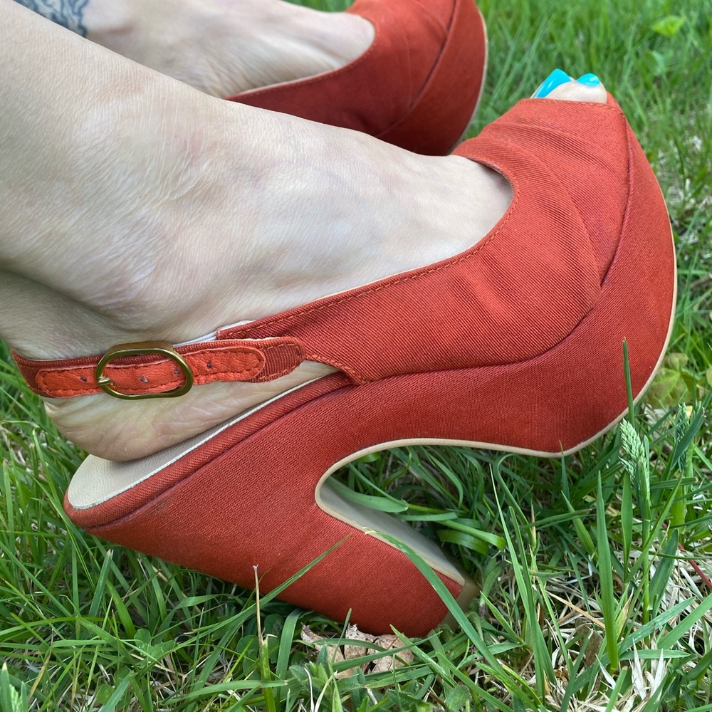 Mango Platform Sling Backs, Size 6 - image 1